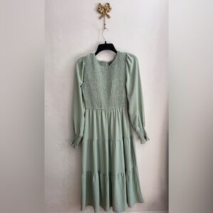 SHEIN Sage Green Long Sleeve Dress